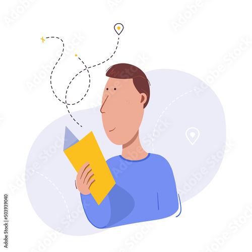 Guy is holding a map of the city in his hands