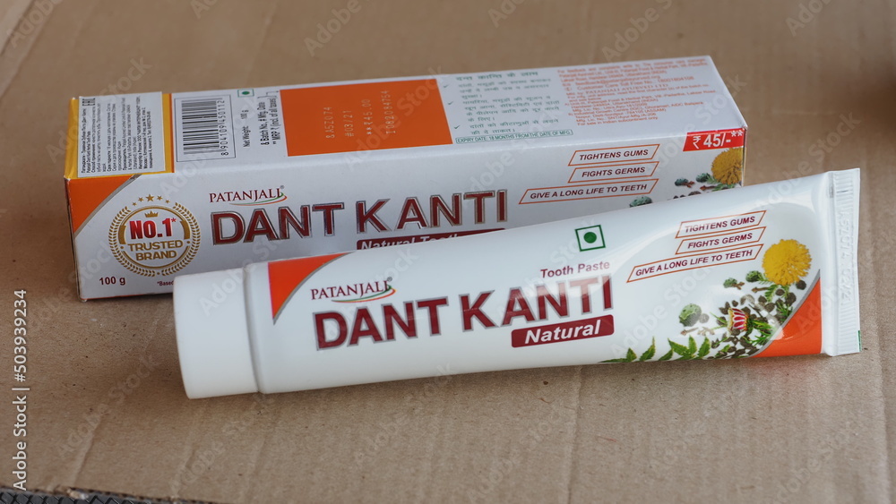 Belarus Minsk 2022. Dant Kanti toothpaste made in India. Patanjali