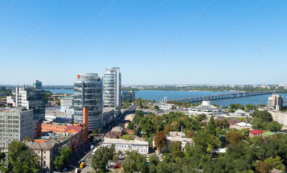 Dnipro city on Dnipro river, Ukraine, 9 July 2019