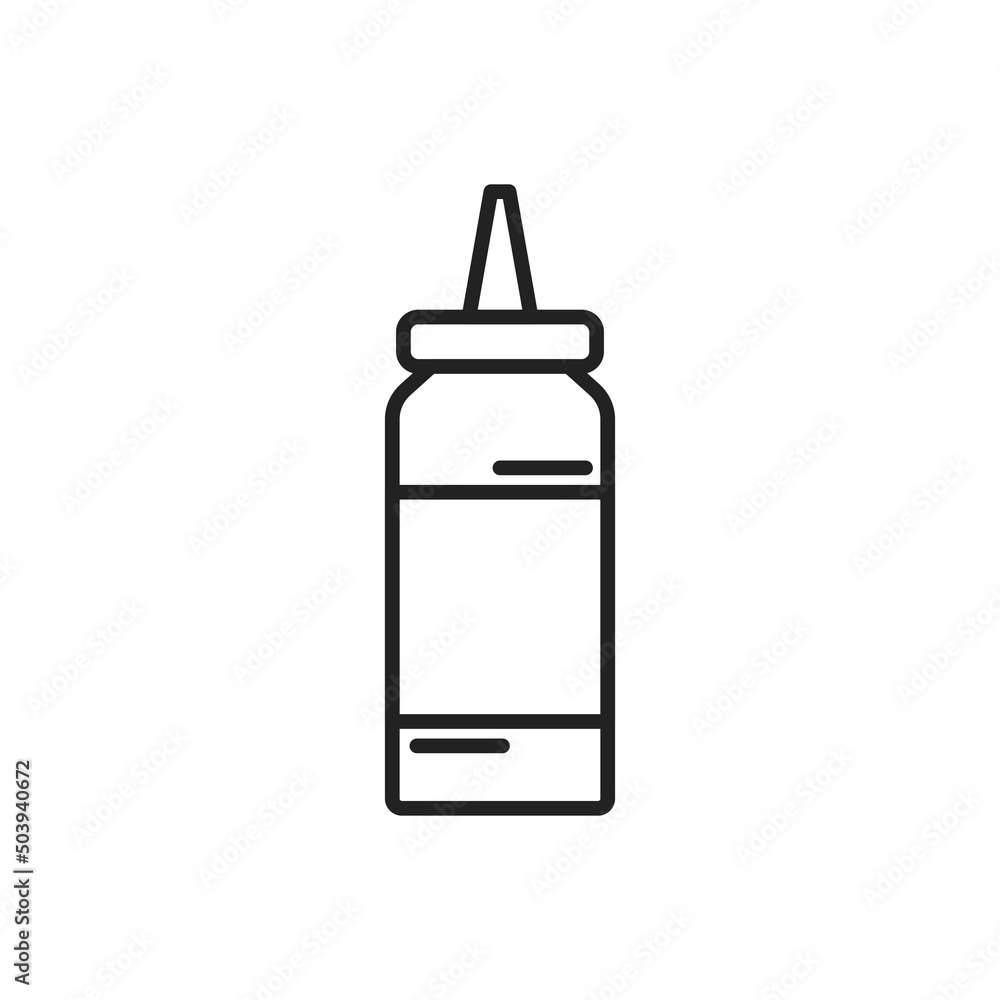 Plastic bottle of ketchup icon. High quality black vector illustration.