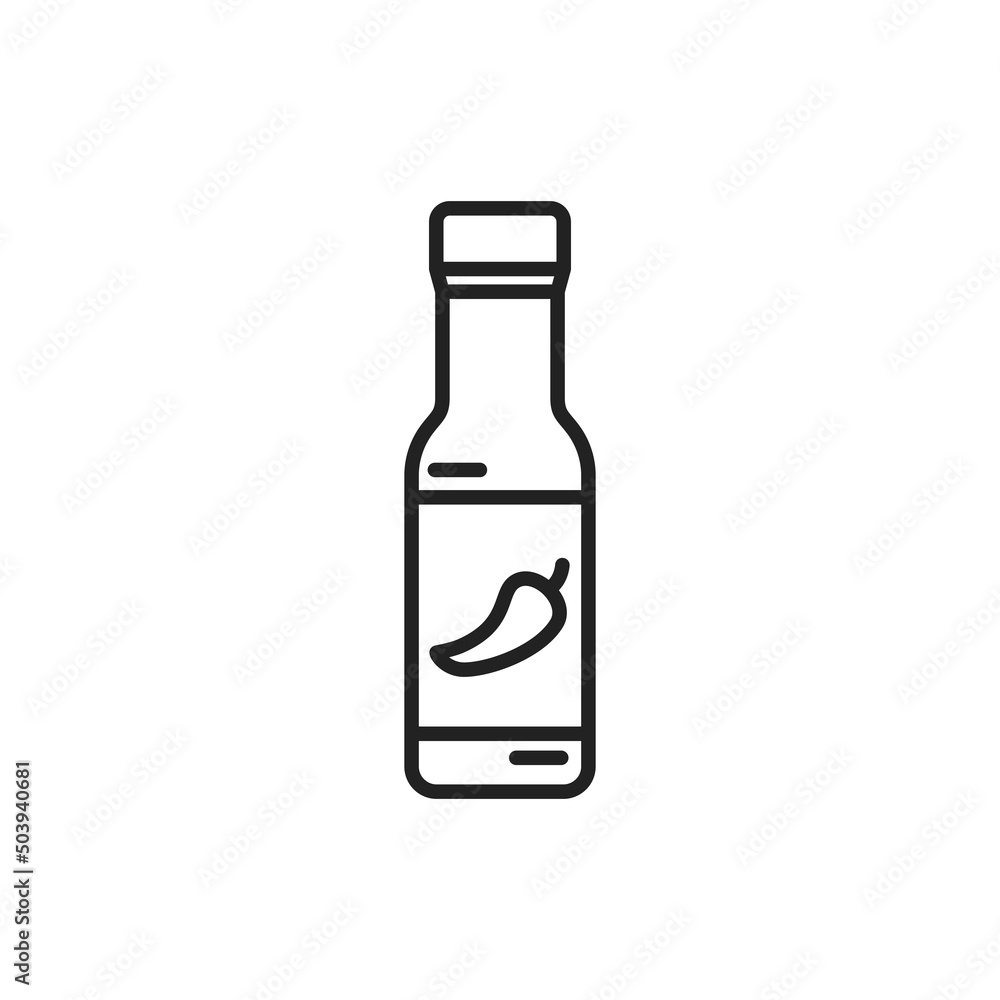 Spicy bottle of sauce icon. High quality black vector illustration. Spicy bottle of sauce icon. High quality black vector illustration.