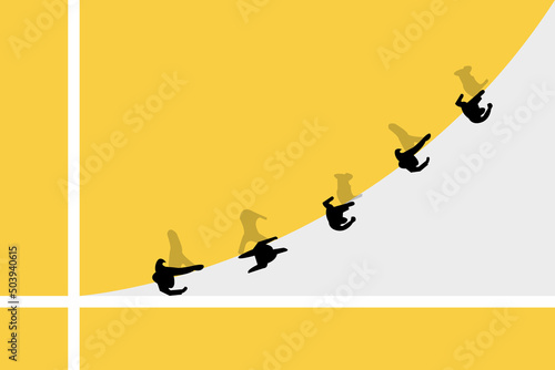 Business people, employees walking on line going upwards symbolizing professional success. Concept of business, achievement, motivation, profitable strategy, teamwork photo