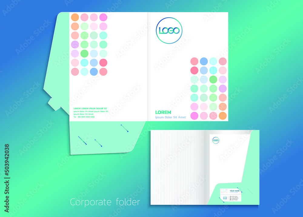 A4 size single pocket folder mock-up. Vector illustration Stock Vector ...