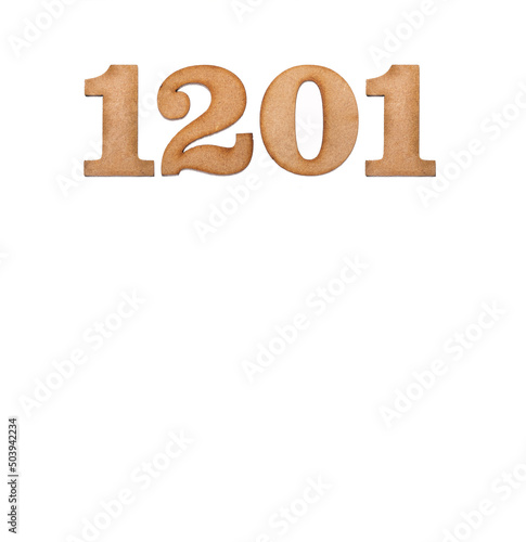 Number 1201 - Piece of wood isolated on white background