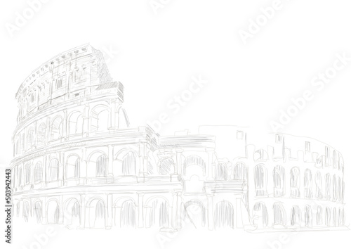 Fotografia colosseum, coliseum hand-drawn style black and white graphics, sketch