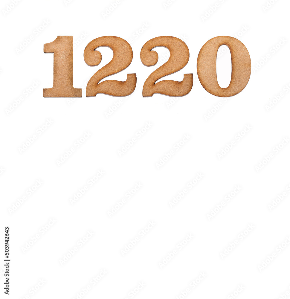 Number 1220 in wood, isolated on white background Number 1220 in wood, isolated on white background