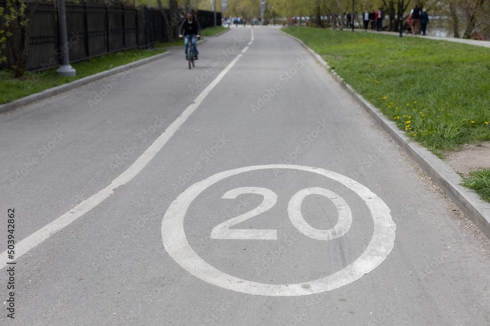 Obraz premium path in the park for bicycles and scooters