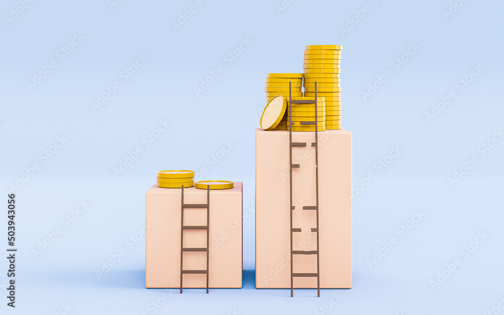 The concept of hard risky work brings financial results. Through hard work, the business achieves success - 3d illustration The concept of hard risky work brings financial results. Through hard work, the business achieves success - 3d illustration