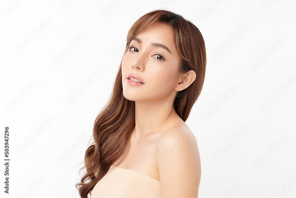 Beautiful young asian woman with clean fresh skin on white background, Face care, Facial treatment, Cosmetology, beauty and spa, Asian women portrait. Beautiful young asian woman with clean fresh skin on white background, Face care, Facial treatment, Cosmetology, beauty and spa, Asian women portrait.