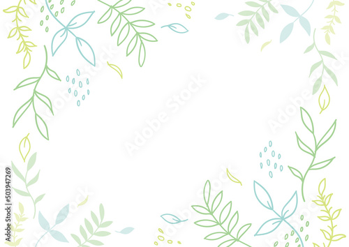 手描きの植物フレーム　緑