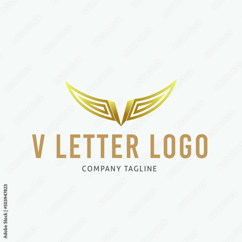 Golden Color V Letter Logo Design Template Golden Color V Letter Logo Design Template