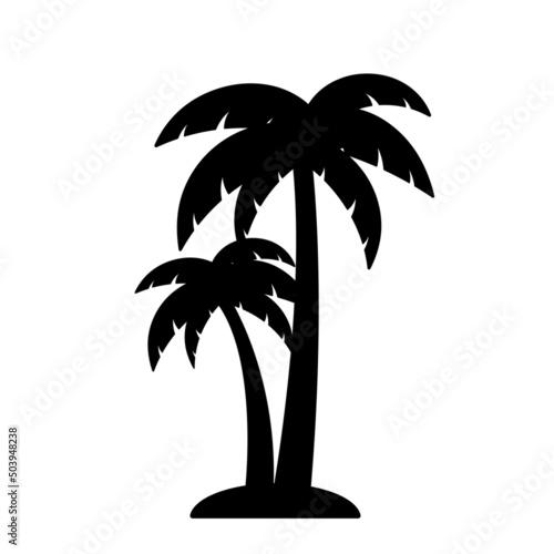 Palm Tree Silhouette Icon Clipart in Black and White Coconut Trees Graphic Vector