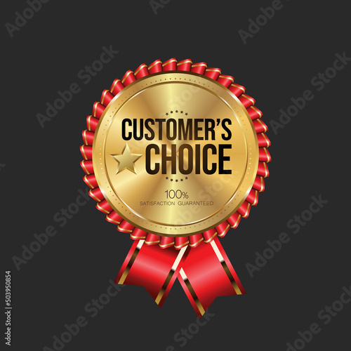 Golden badge of customers editors or buyers choice 