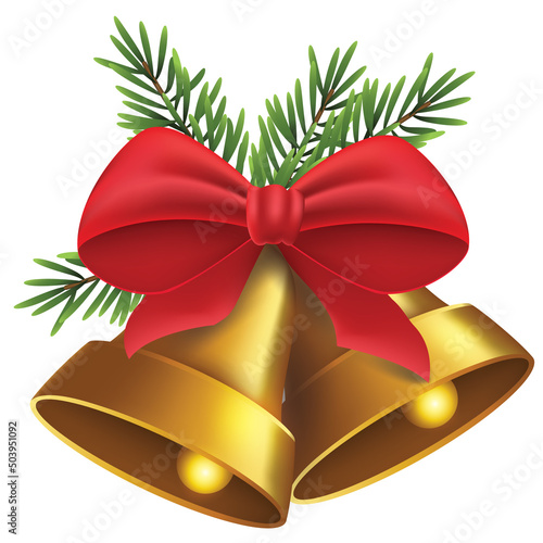 christmas bells with red ribbon