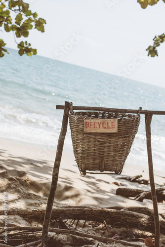 recycle sign on the beach