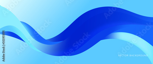 Abstract gradient vector background. Blue wallpaper template with dynamic color and waves, blurred, blend, wavy shapes. Futuristic modern backdrop design for business, presentation, ads, banner.