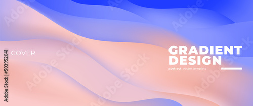 Abstract gradient fluid vector background. Blue wallpaper template with dynamic color and waves, blurred, blend. Futuristic modern backdrop design for business, presentation, ads, banner.
