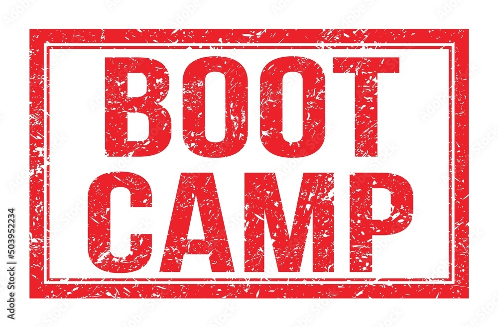 BOOT CAMP, words on red rectangle stamp sign