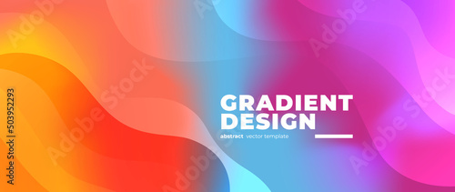 Abstract gradient fluid vector background. Colorful wallpaper template with dynamic color and waves, blurred, blend. Futuristic modern backdrop design for business, presentation, ads, banner.