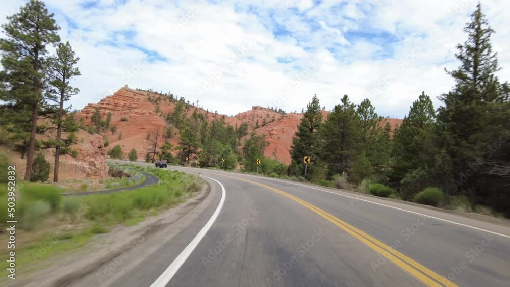 Driving Plate Utah Scenic Byway 12 Eastbound Red Canyon Multicam Set 09 Rear View Tunnel Southwest USA Driving Plate Utah Scenic Byway 12 Eastbound Red Canyon Multicam Set 09 Rear View Tunnel Southwest USA