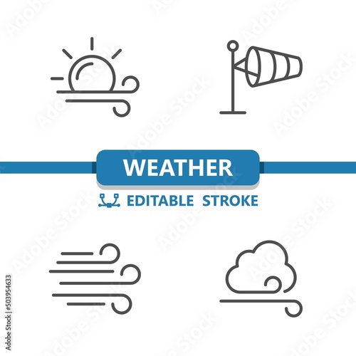Weather Icons. Wind, Windy, Windsock, Sun, Cloud