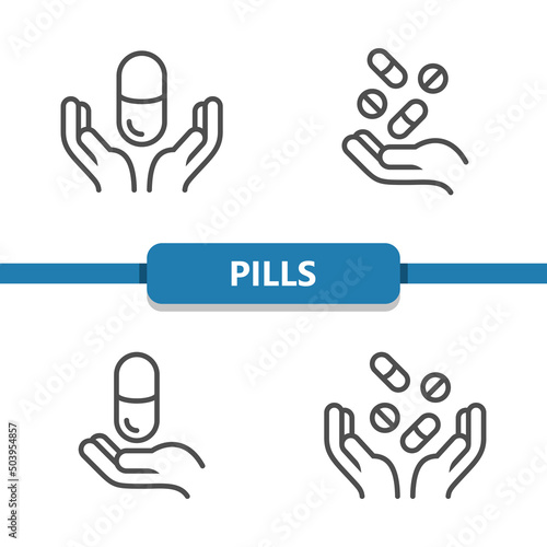 Pills Icons. Drugs, Medication, Medicine Icon