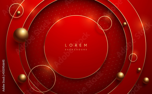 Abstract circle red and gold shapes background