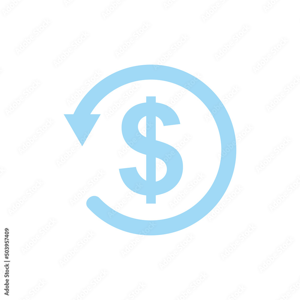 Chargeback icon symbol, return money on white background . Chargeback icon symbol, return money on white background .