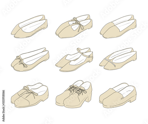 ベージュのパンプスのイラストセット