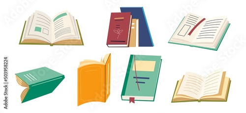 Open books, student textbook or literature set
