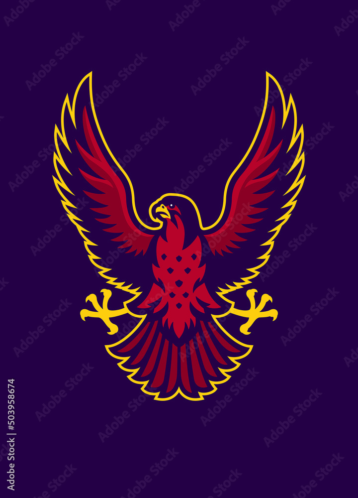 Obraz premium Sport Logo Style of Red Hawk Bird