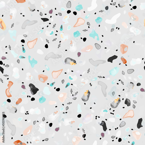 Terrazzo Texture Vector. Flooring Seamless Pattern