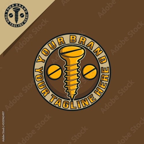 gold screw logo, for business or icon