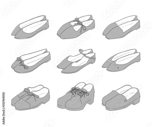 グレーのパンプスのイラストセット