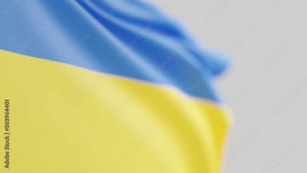 Obraz premium Ukraine pride. National flag. Patriotic symbol. Ukrainian constitution. Blur blue yellow color rippled texture traditional sign on gray abstract background.