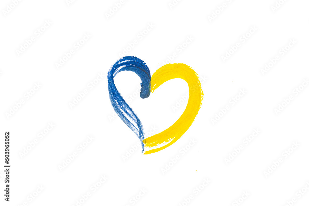 Drawn heart Ukrainian flag on a white background. Isolate. Drawn heart Ukrainian flag on a white background. Isolate.