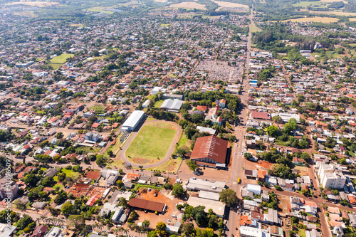 Aerial view of Ijuí multipurpose sports complex and public school, Brazil
