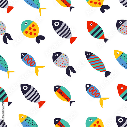 Cute fish. Kids background. Seamless pattern. Can be used in textile industry  paper  background  scrapbooking.