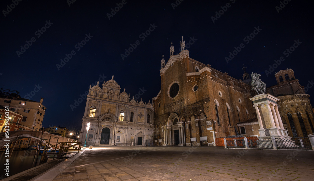Campo Santi Giovanni e Paolo, Venice at night
