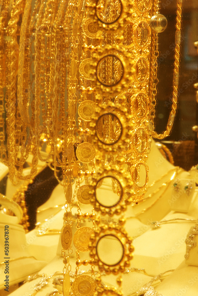 gold in jewelery shop window