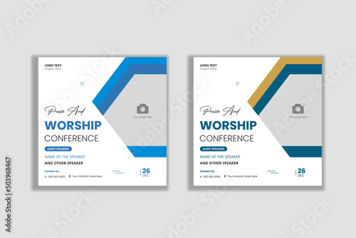 Church praise and worship conference flyer social media and web banner