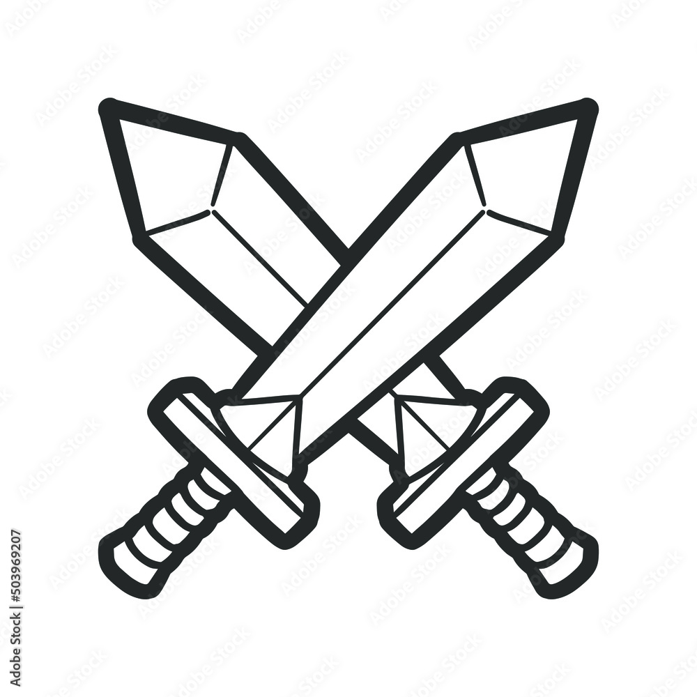 Cossed Swords Illustration Clip Art Design Shape. Knight Silhouette Icon Vector. Cossed Swords Illustration Clip Art Design Shape. Knight Silhouette Icon Vector.