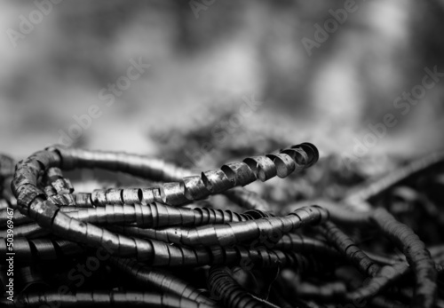 Snake pit - Steel snake made of lathe scrap metal in black and white