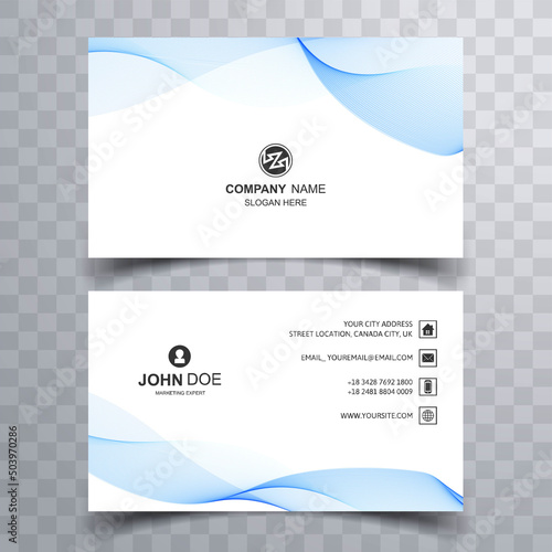 Abstract business card template with blue wave design