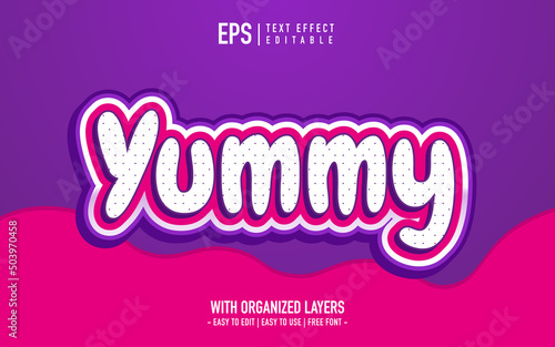purple color yummy text effect in 3d style