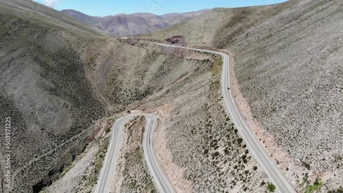 Aerial View Of The Saddle Between The Mountains With A Hairpin Turning Road photo