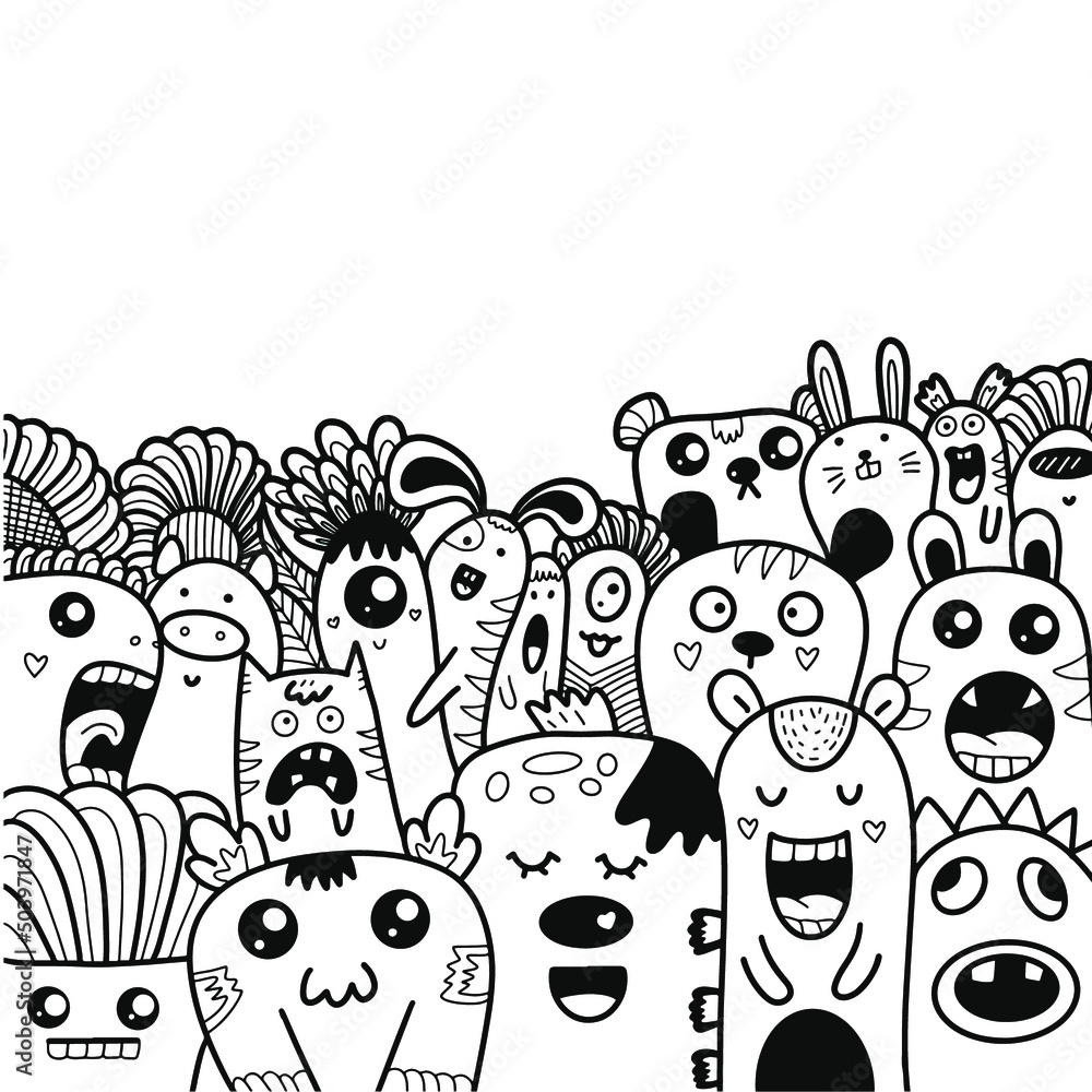 Obraz premium Doodle art cartoon hand drawn Holiday poster template. Very detailed With lots of objects illustration. Funny vector artwork. Corporate identity design.