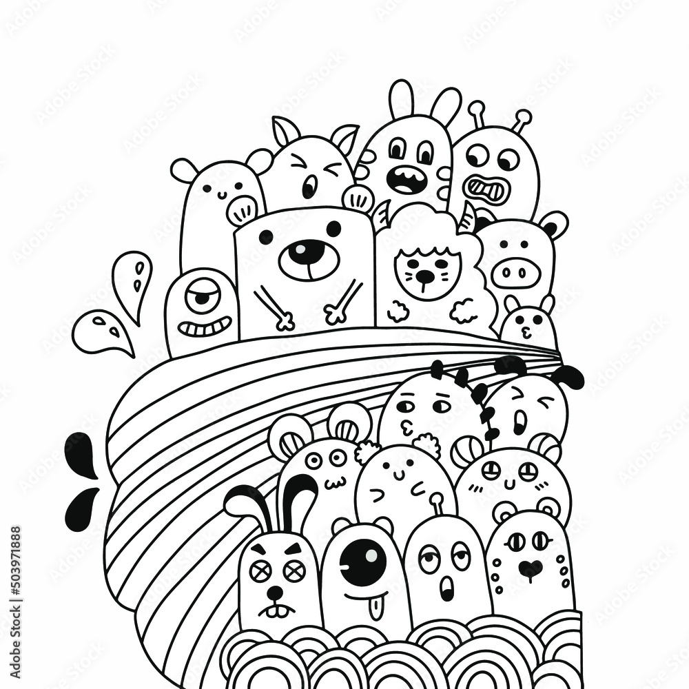 Doodle art cartoon hand drawn Holiday poster template. Very detailed ...