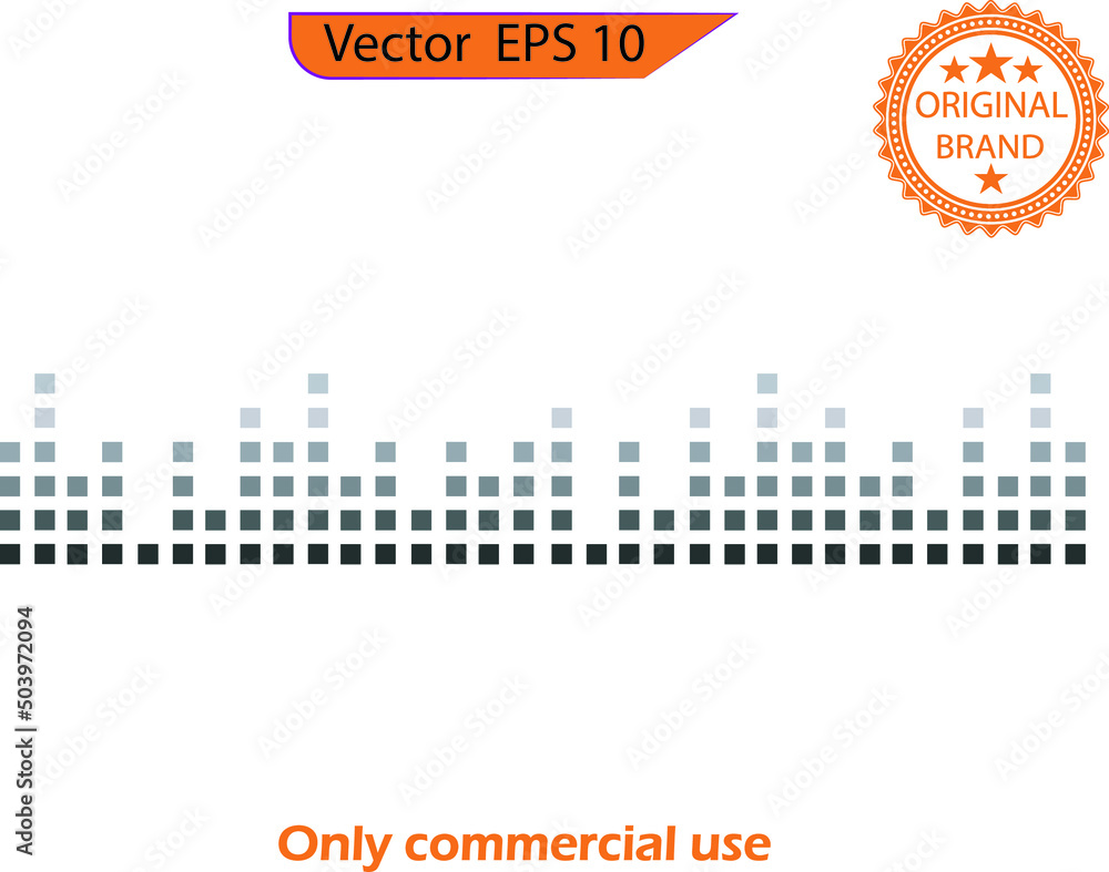 Obraz premium Modern sound wave background. Vector illustration. Poster of the sound wave from equalizer. Vector illustration on light background. Sound wave composed by square dots on transparent background