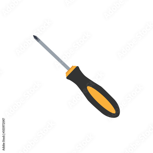Screwdriver isolated on white background. Repair screw tool. Vector stock